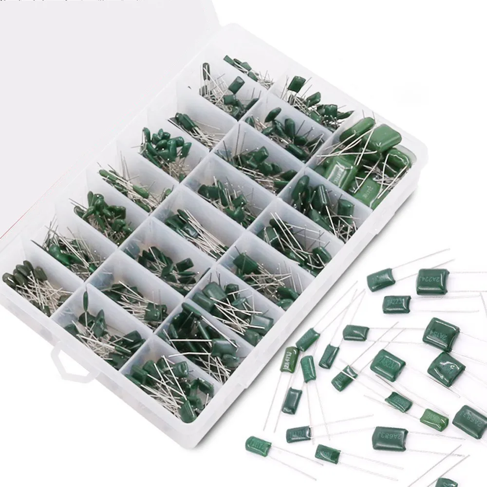 Plastic Case 700pcs 24 Values Mylar Polyester Film Capacitor Assortment Kit 0.22NF to 470NF / 100V