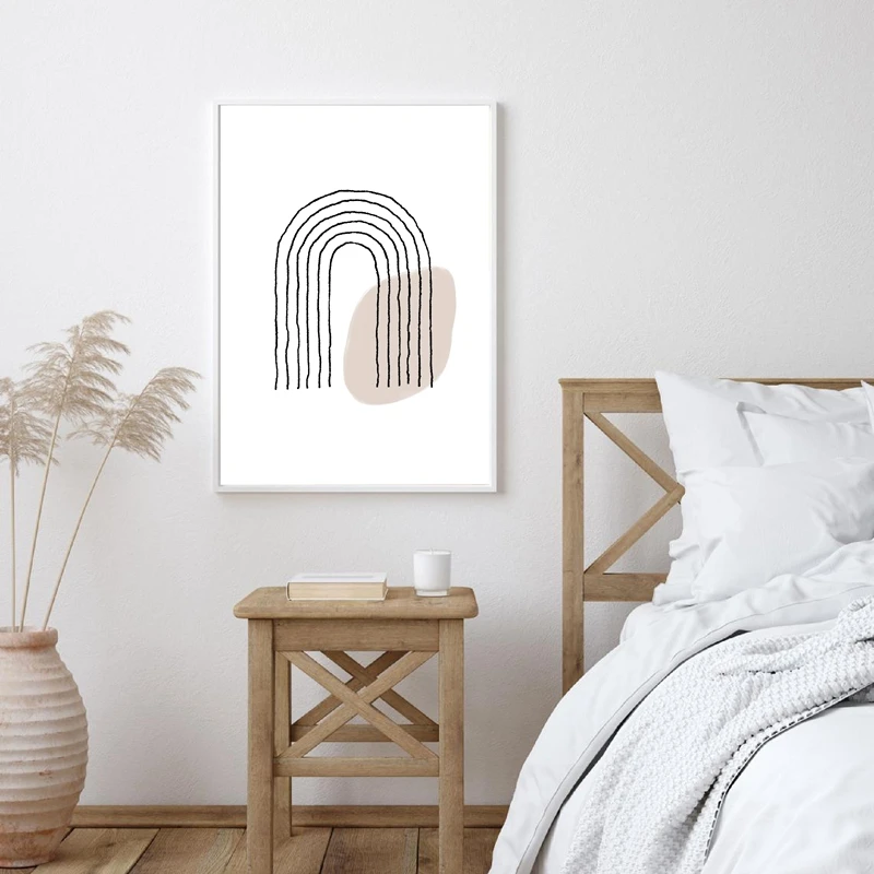 قوس قزح مجردة اللوحة دائرة الهندسة خط الحديثة الحد الأدنى طباعة محايد جدار صورة فنية الشمال المشارك ديكور غرفة المنزل