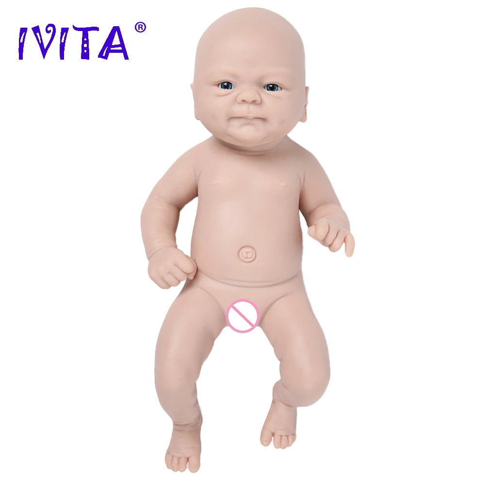 IVITA 100% Silicone Reborn Baby Doll Unpainted Unfinished Boys Baby Dolls Lifelike Newborn Baby DIY Blank Kit for Children Toys