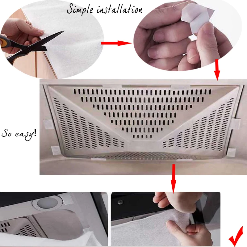 Accesorios de ventilación para campana extractora de cocina, papel de filtro especial de absorción de aceite, tela no tejida, adsorción fuerte, fácil de reemplazar