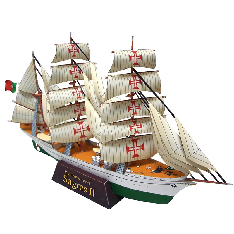 Sail Ship Sailboat Sailing Ships Folding Handmade 3D Paper Model Papercraft Art DIY Teens Adult Origami Craft Toys ZX-105