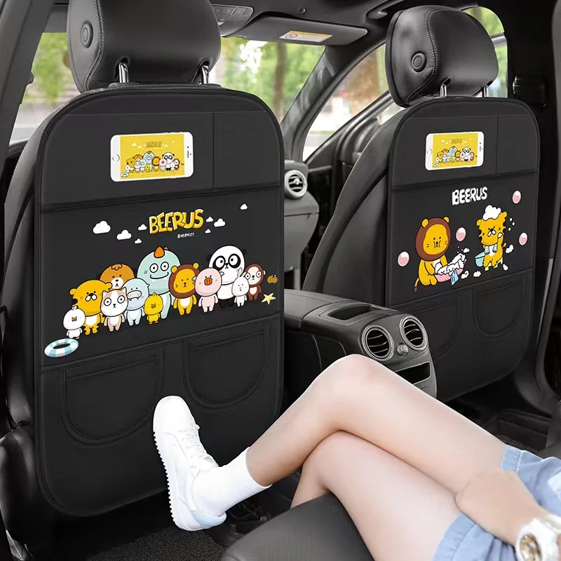 

PU Leather Cartoon Car Seat Back Protector for Children Kids Waterproof Car Anti Kick Mat