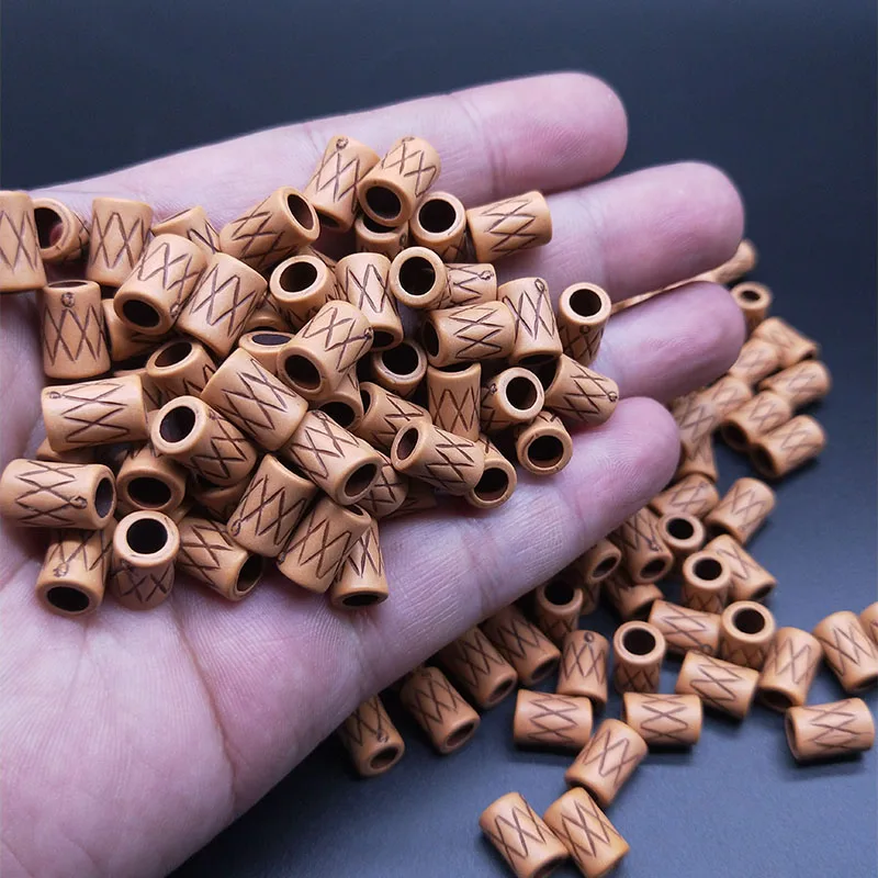 100pcs Plastic Imitation Wood Retro Craft Beads Large Hole Round Barrel Bead Jewelry Making Accessories DIY Beading