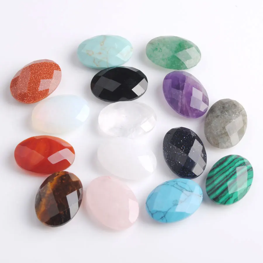 WOJIAER 13x18x6mm Natural Stone Mixed Facted No Hole Cabochon Beads Accessories DIY Make Jewelry BZ901