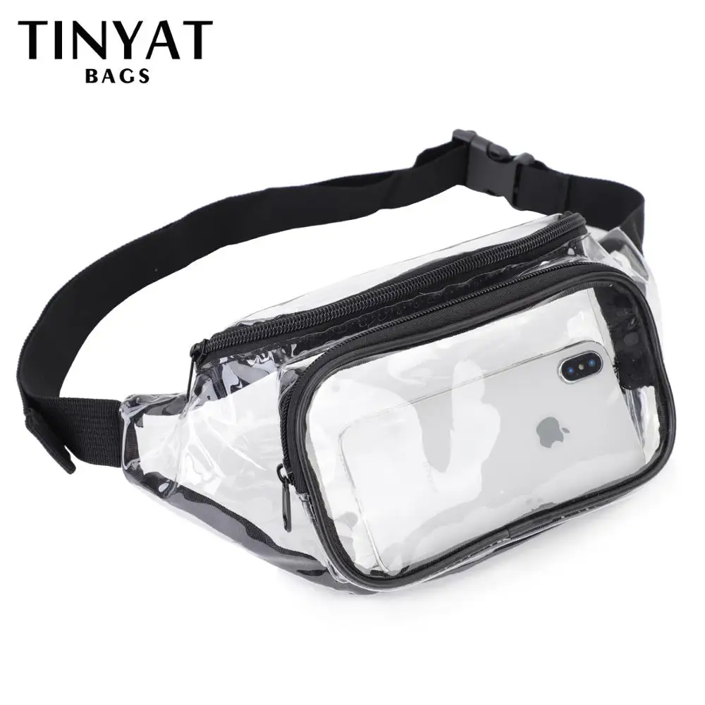 TINYAT Summer Waist Bag PVC Clear Waist bag waterproof Jelly belt bag for girl walk dog bag transparent casual fanny pack