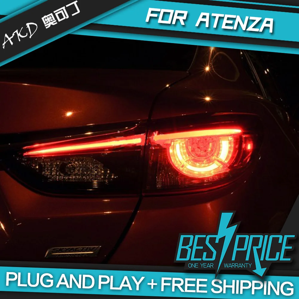 AKD tuning cars Tail lights For Mazda6  Atenza 2013-2018 Taillights LED DRL Running lights Fog lights angel eyes Rear