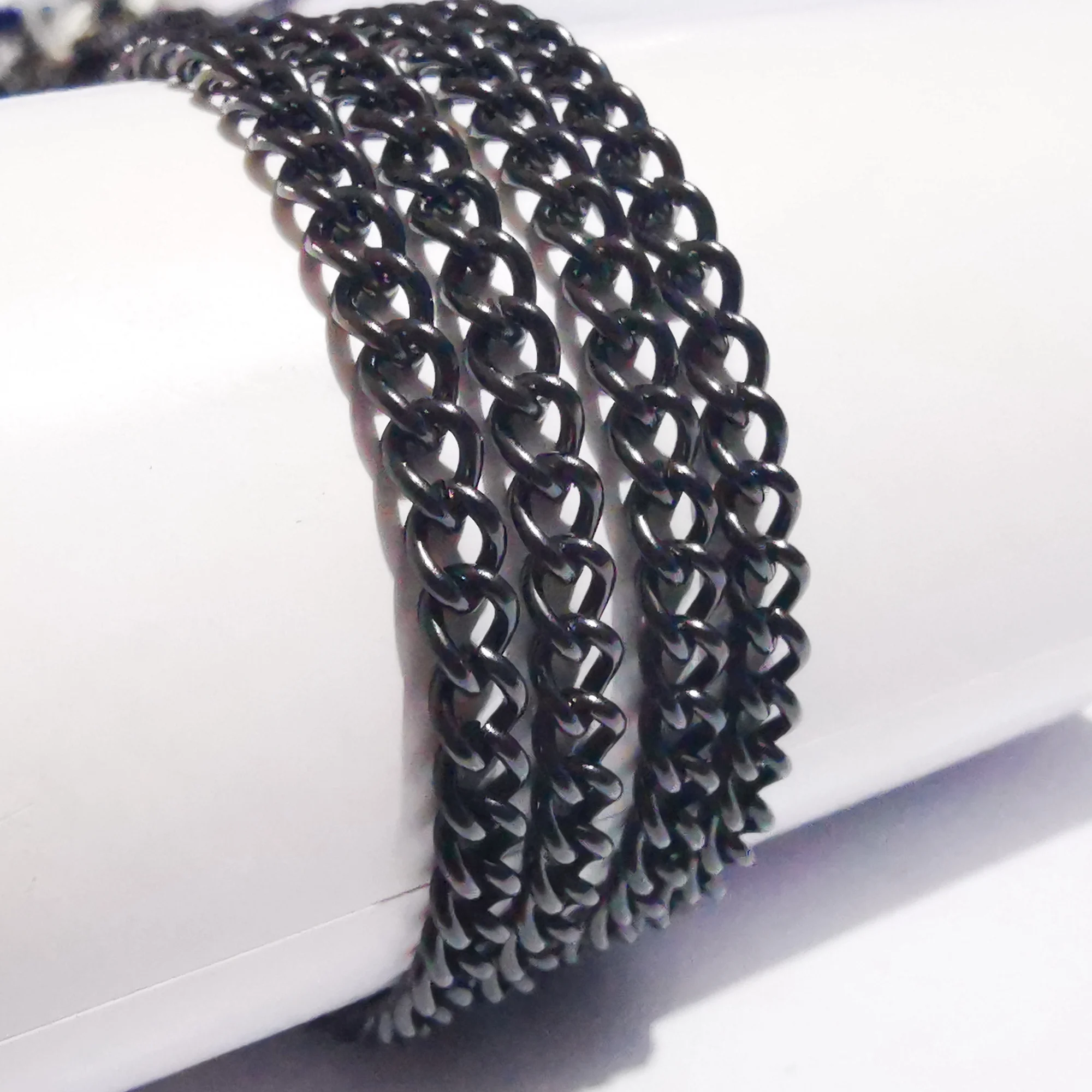 3meter wholesale stainless steel 5mm wide mens black cowboy chain Link jewelry findings chain marking DIY Necklace