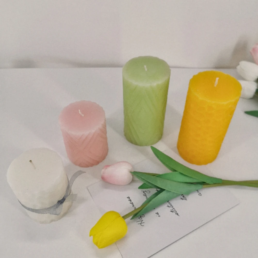 DIY Handmade Candle Mold Cobblestone Texture Plastic Candle Making Model Reusable dried flower tealight scented candles mould