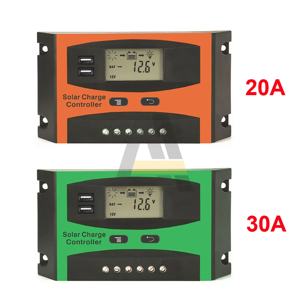 LD2024 LD3024 12V/24V Solar Charge Controller 20A 30A LCD Function Dual USB Port Solar Cells Panel PWM Battery Charge Regulator