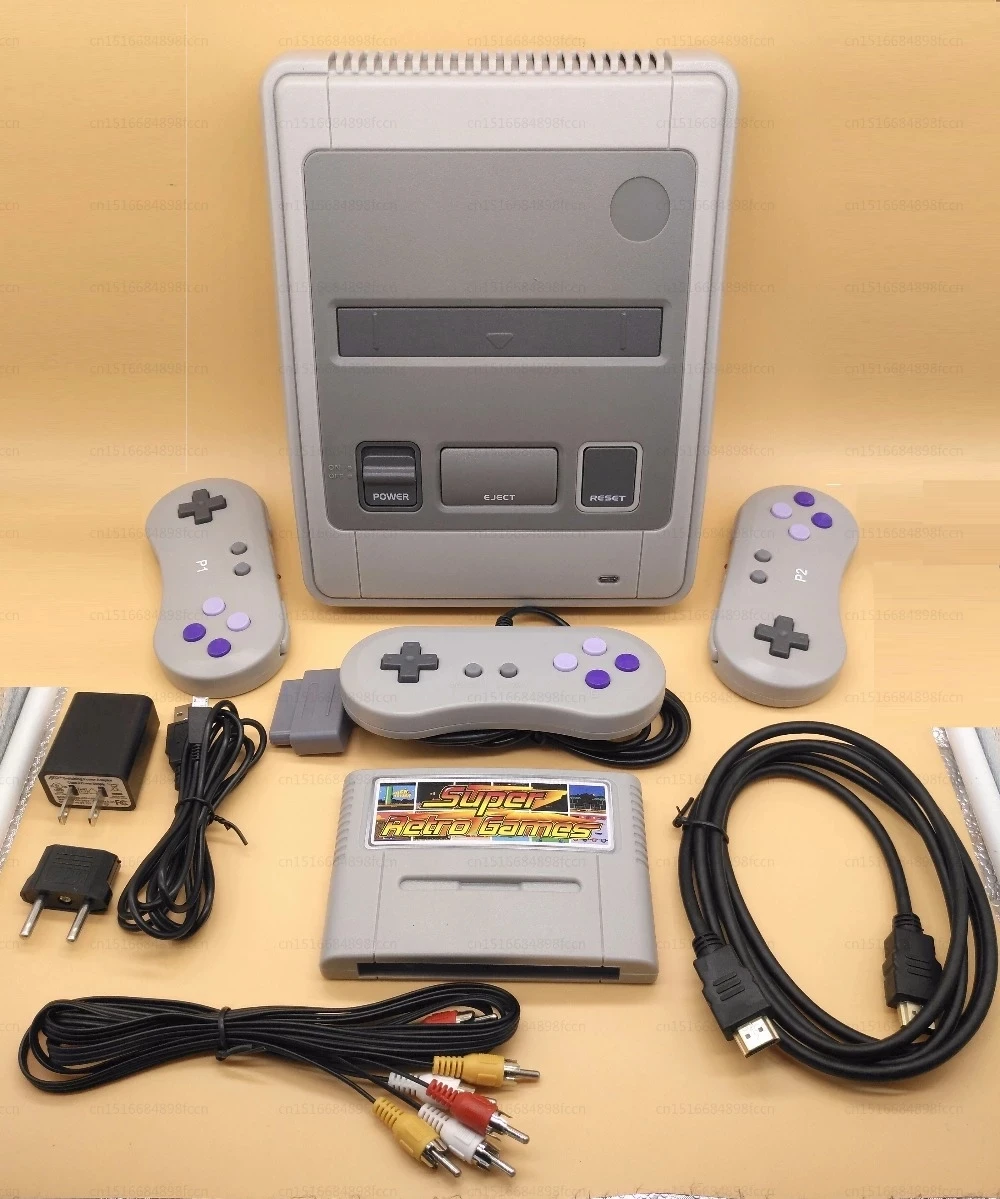 Consola de videojuegos Retro HD para TV, cartuchos de juegos Snes con 2 inalámbricos + 1 Gamepads con cable, tarjeta de juego gratis con 518 juegos para Nes