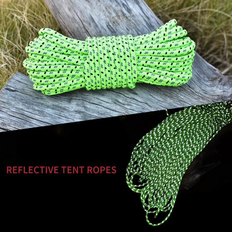 10m Outdoor Reflective Umbrella Rope 4mm Bundled Tent Rope Climbing Rope