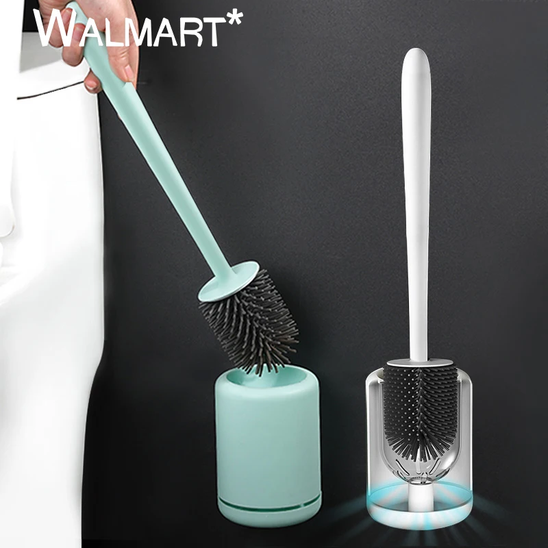 

Home Silicone Soft Bristle No Dead Ends Cleaning Brush Bathroom Toilet Cleaning Tools Punch-Free Wall-Mounted Toilet Brush Set