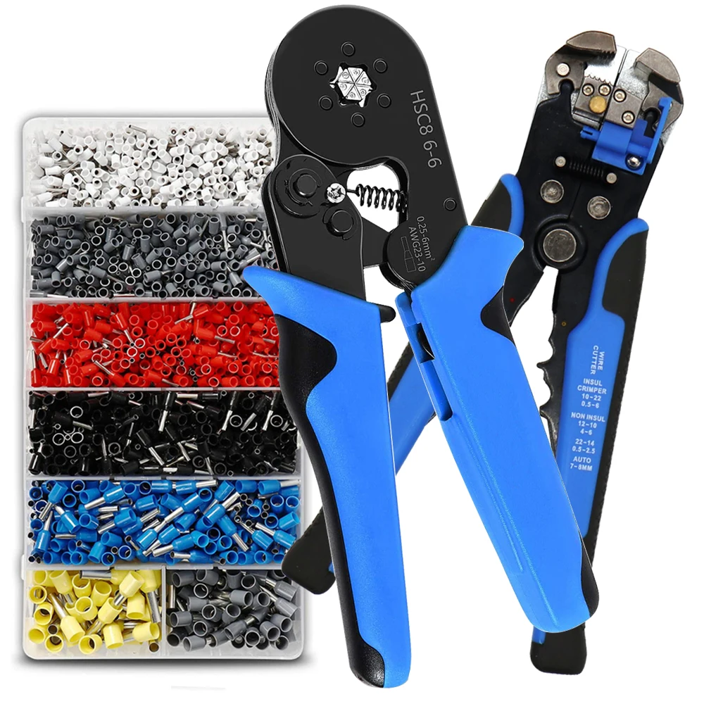 

Multifunctional Wire Stripper Crimping Tool Kit - HSC8 6-6/6- 4A Pliers ,Self-Adjusting 8 Inch Cutter Crimper,For Tube Terminal