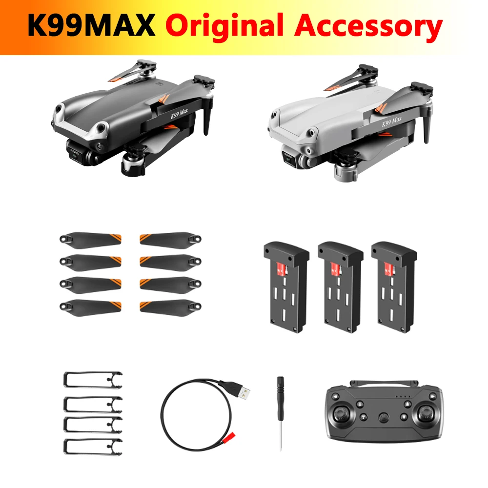 

K99MAX мини-Дрон, оригинальный аксессуар, пропеллер, защитная рамка, USB-кабель для зарядки, батарея Lipo, пульт дистанционного управления, рычаг с двигателем