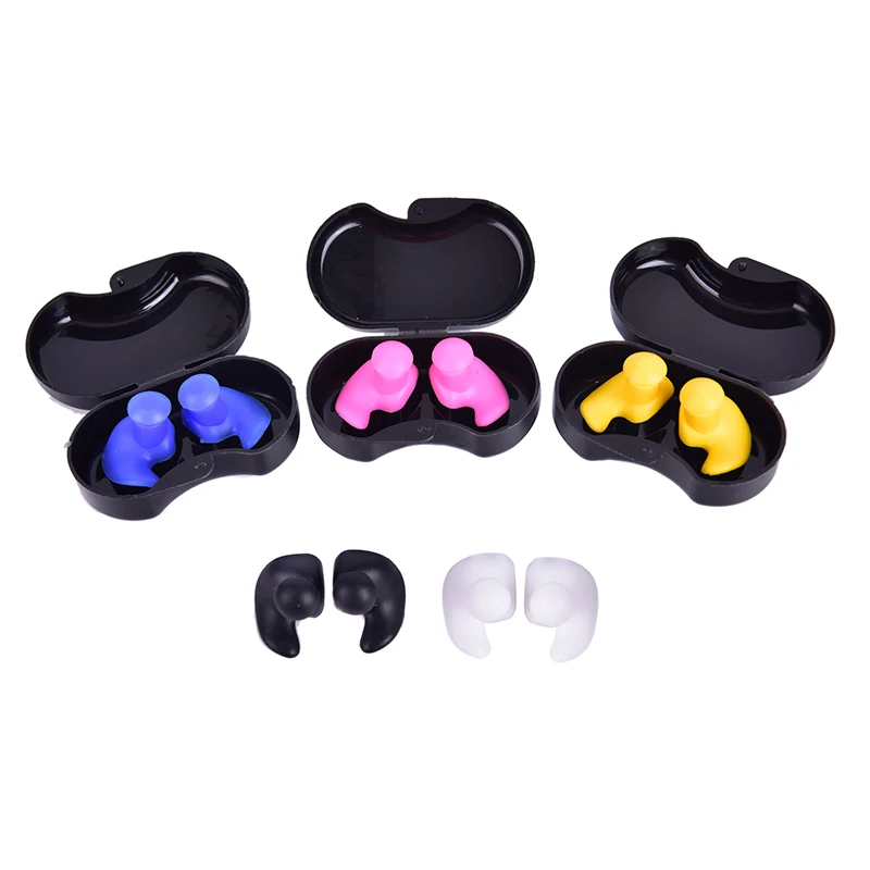 Hot 1 Pair Soft Ear Plugs With luxurious Collection box Environmental Silicone Earplugs Diving Water Sports Swimming Accessories