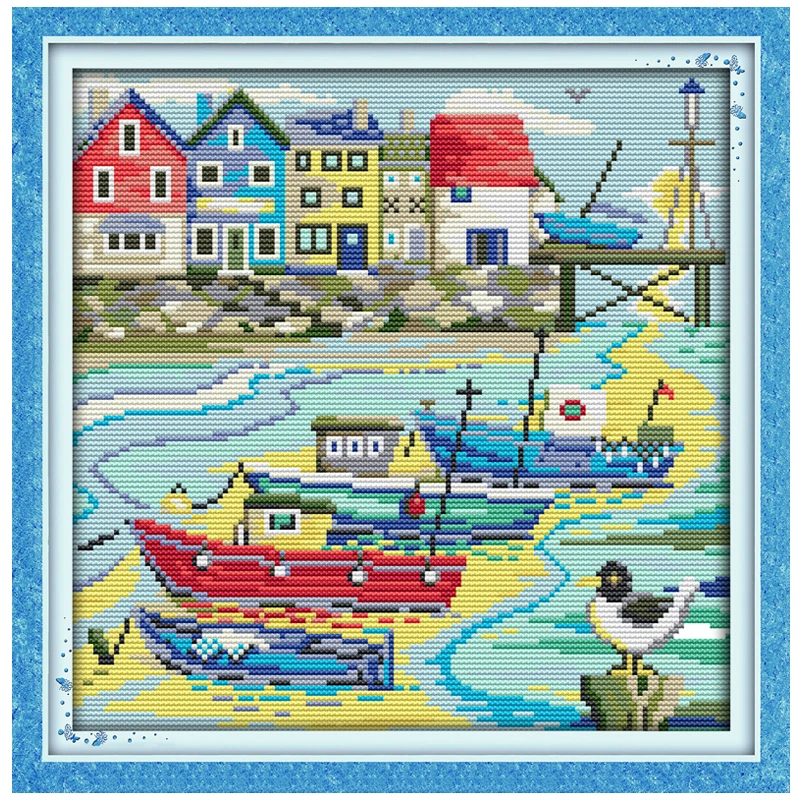 Love Harbor Patterns Counted Cross Stitch Set DIY 11CT 14CT 16CT Stamped DMC Cross-stitch Kit Embroidery Needlework Home Decor