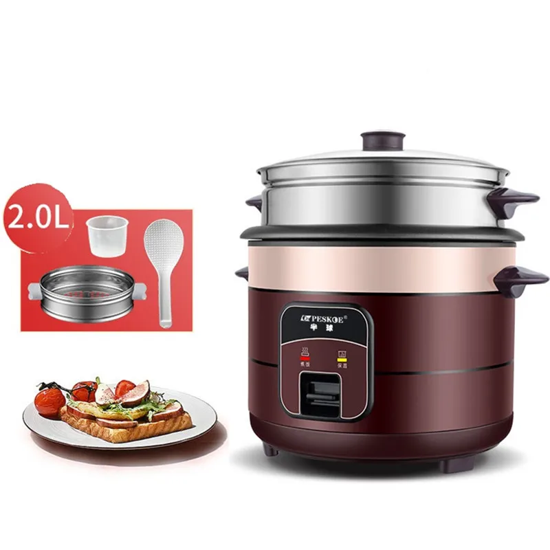 220V domowe elektryczne urządzenie do gotowania ryżu 2L non-stick Mini garnek do gotowania żywności gospodarstwa domowego multicooker z parowcem