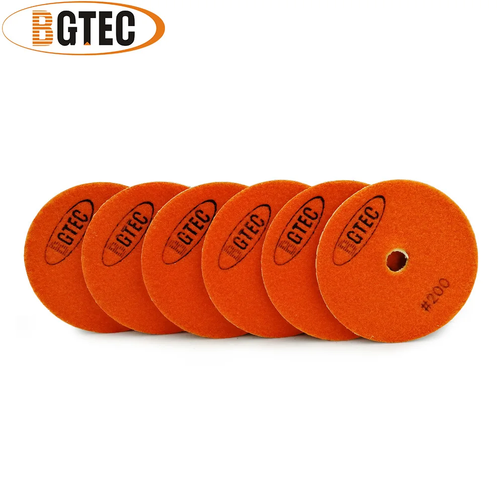 Bgtec 4 Inch 6 Pcs #200 Berlian Fleksibel Polishing Pads 100 Mm Grinding Disc untuk Granit, marmer, Keramik