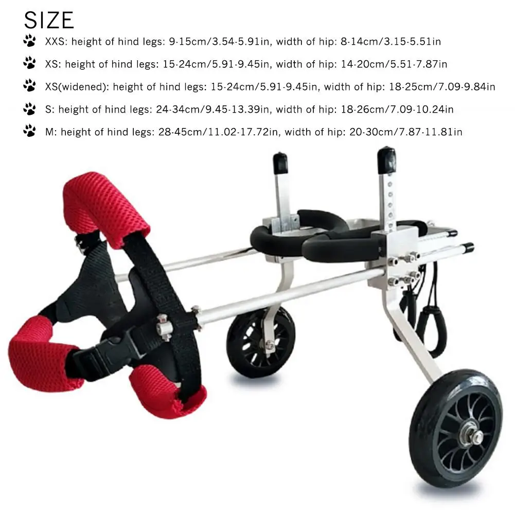 Pet Wheelchair Walk Cart Scooter Pet Dog Wheelchair Weak Paralyzed for Handicapped Hind Leg 2-Wheel Rear Dog Wheelchair