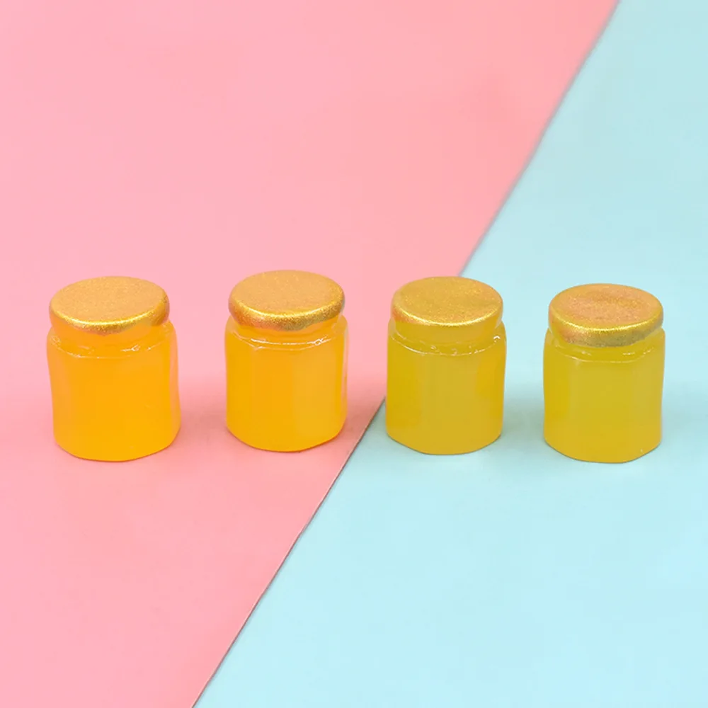 20Pcs Mini Resin Honey Jar Miniature Dollhouse Simulation Food Kawaii Cabochon Scrapbooking Decoration Parts Accessories