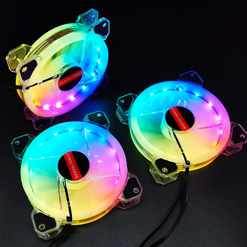 Coolmoon 120mm PC Computer Case Fan Cooling Cooler 6 PIN Adjustable RGB Led 12V Mute RGB Case Fans Adjust Speed  cooler fan