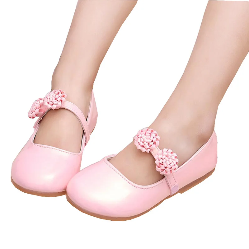 5 6 8 10 12 14 Years New Flower Kids Children Girls White Patent Leather Shoes For Girls School Flat Dance Wedding Party Shoes