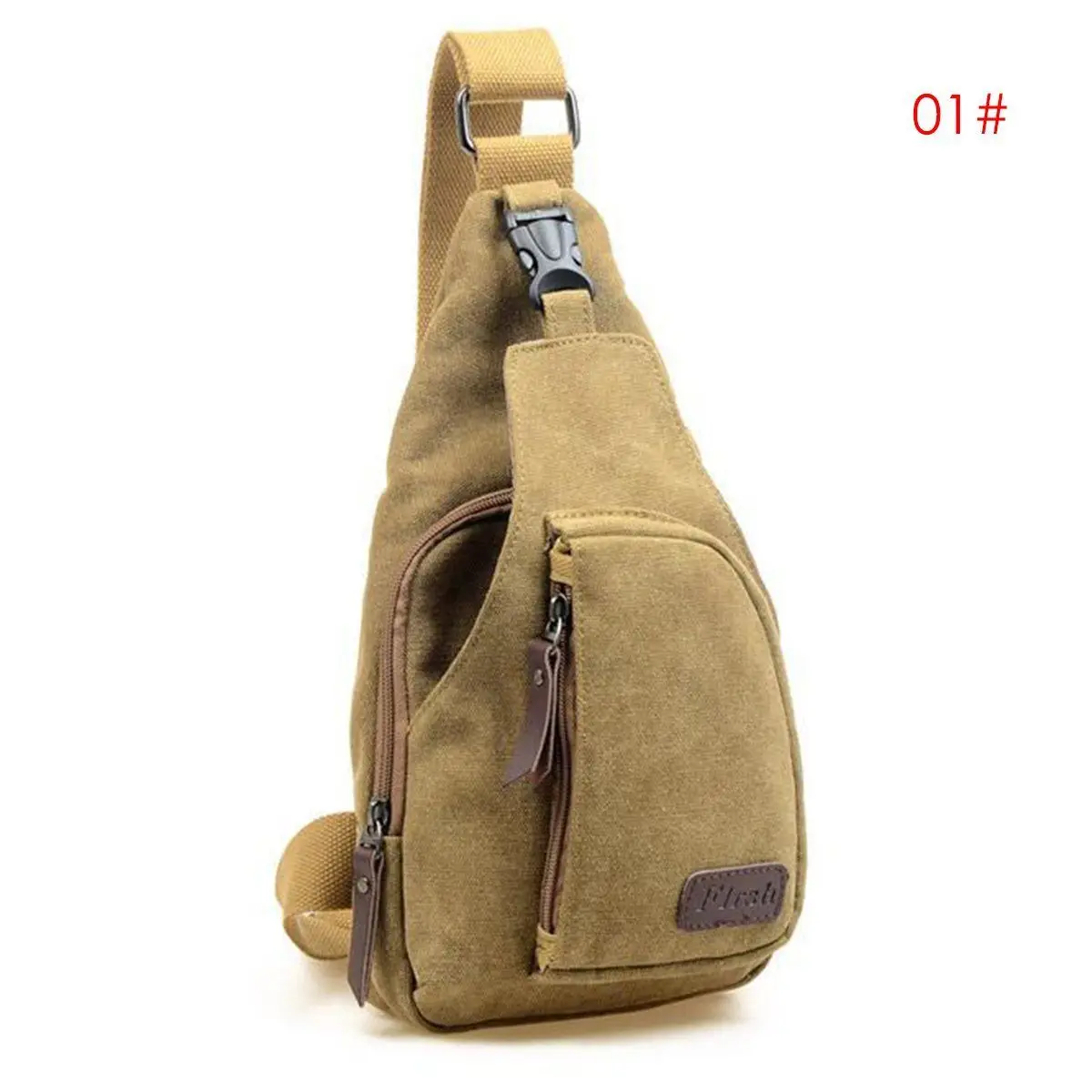 New Men Vintage Canvas Leather Satchel Shoulder Sling Chest Pack Bag