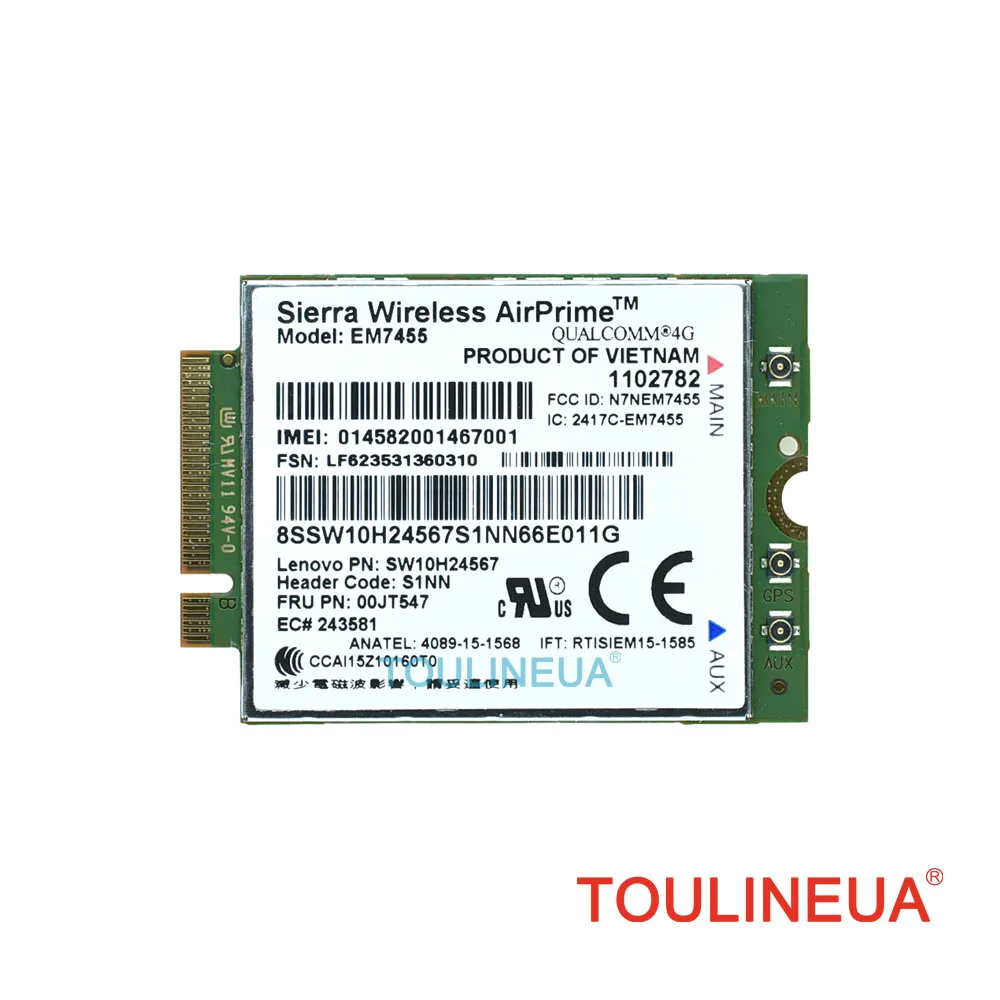 Gobi6000 EM7455 FRU 00JT547 00JT542 FDD TDD LTE 4G WWAN Network Card for Lenovo T460 T460p T460s L460 L560 Yoga 260 P40 P50 P70