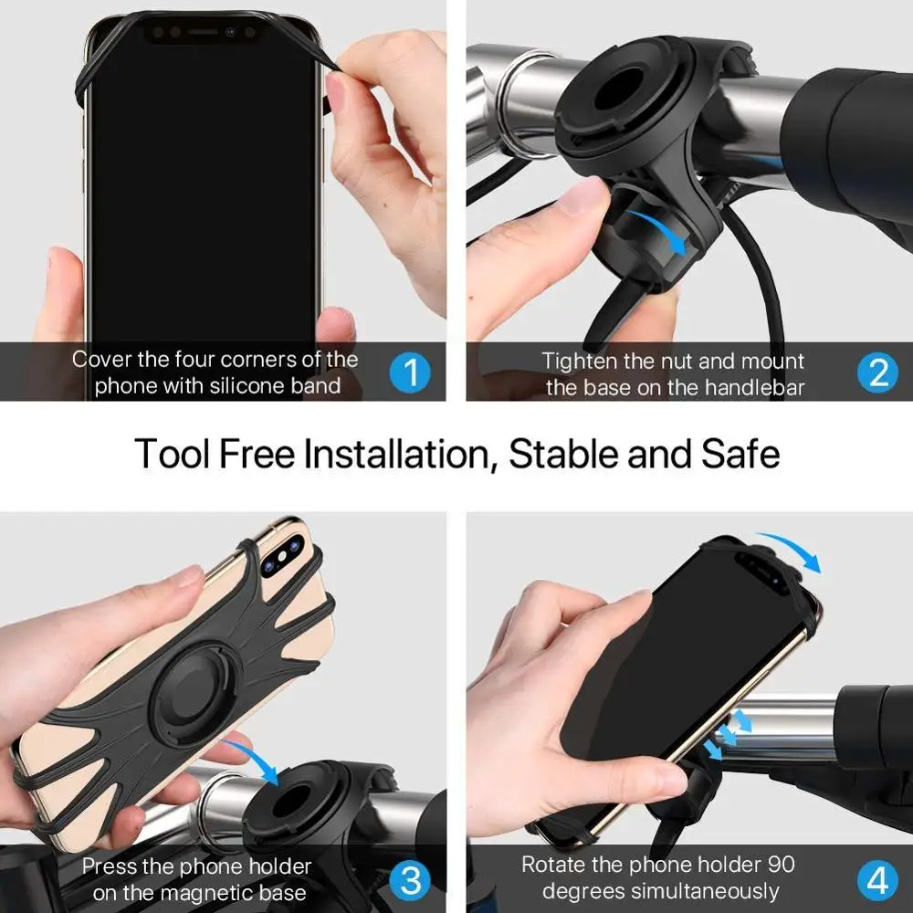 Universal Motorcycle Mobile Phone Holder Bike Handlebar Stand Bracket Bicycle Phone Holder for IPhone 7 XS Max Samsung Xiaomi 9