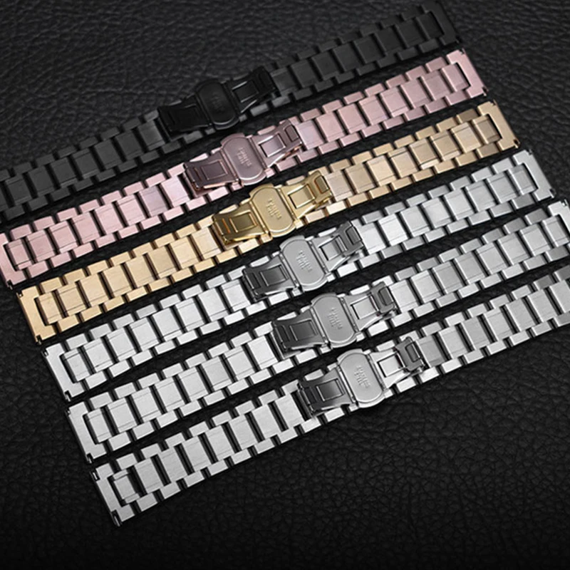 Curved End Watch Band Stainless Steel Strap Metal Wristband 12mm 13mm 14mm 15mm 16mm 17mm 18mm 19mm 20mm 21mm 22mm 23mm 24mm