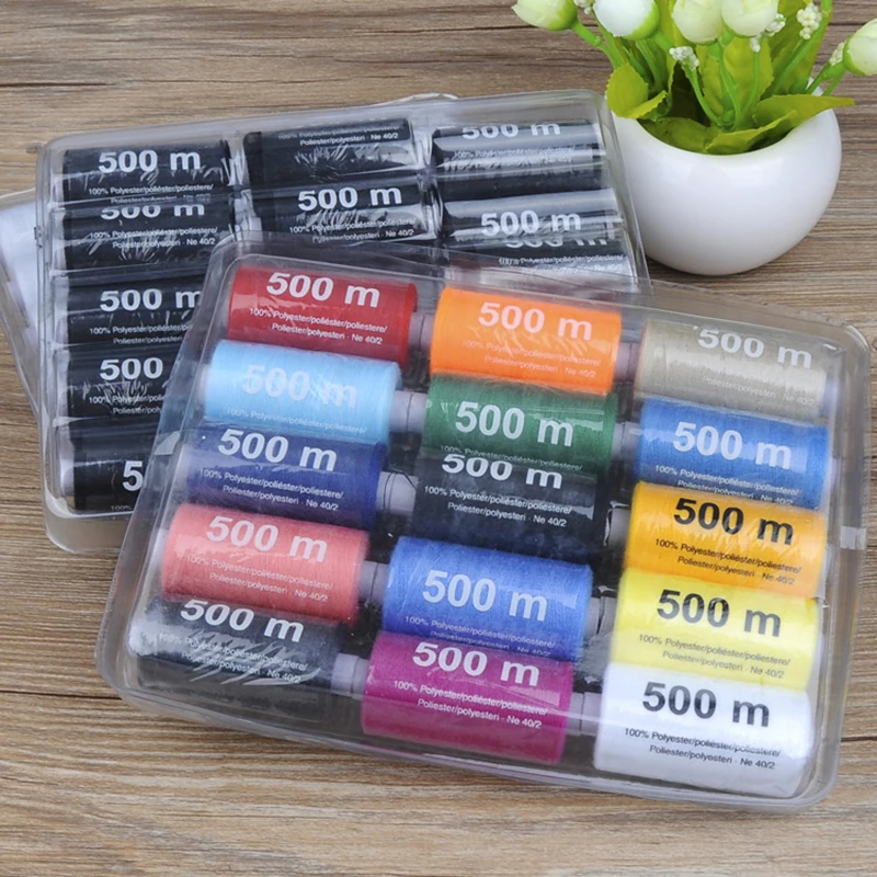 15/12pcs 500M Strong And Durable Sewing Threads For Sewing Polyester Thread Clothes Sewing Supplies Accessories White  Black