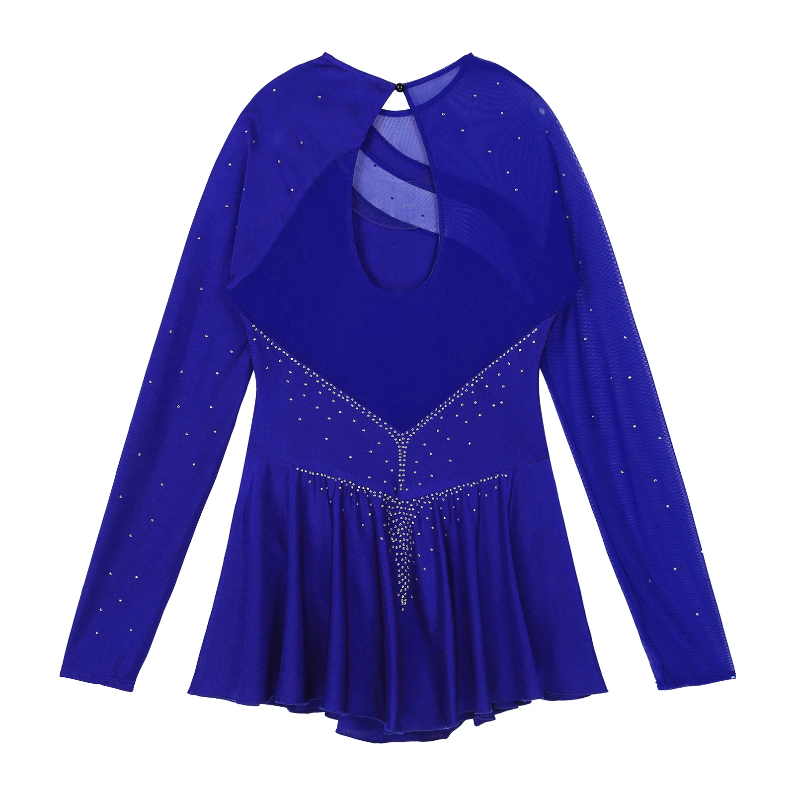 Volwassen Shiny Rhinestone Mesh Splice Ballet Gymnastiek Turnpakje Womens Figuur Schaatsen Jurk Ballroom Competition Dans Kostuums