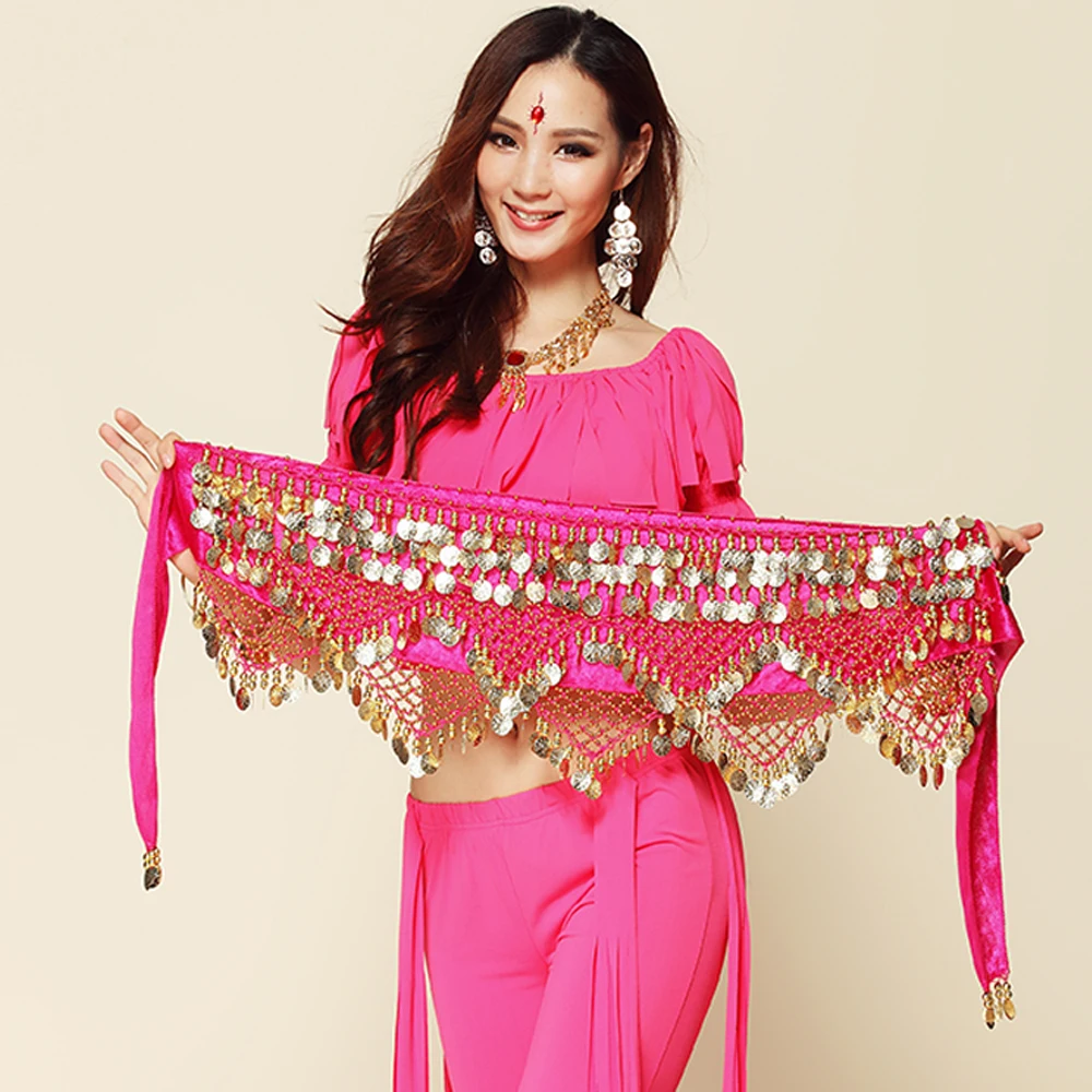 New Style Coins Belly Dance Waist Chain Hip Scarf BellyDance Loud Sounds Waist Belt, 9 Colors For your Choice