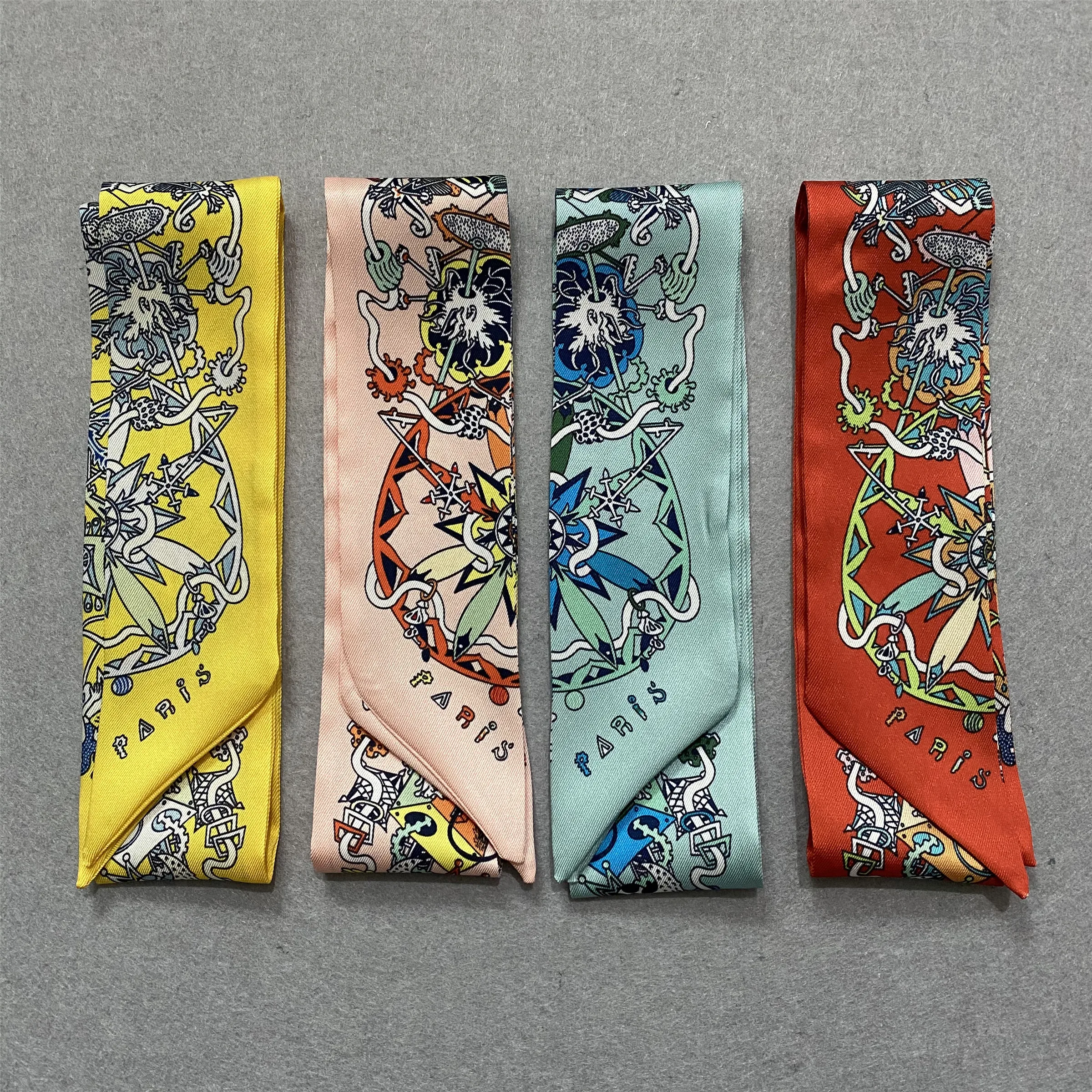 2023 Design Spring Skinny Scarf Women Silk Scarf For Ladies Luxury Brand  Letter Neck Bag Scarves Hair Foulard Headband