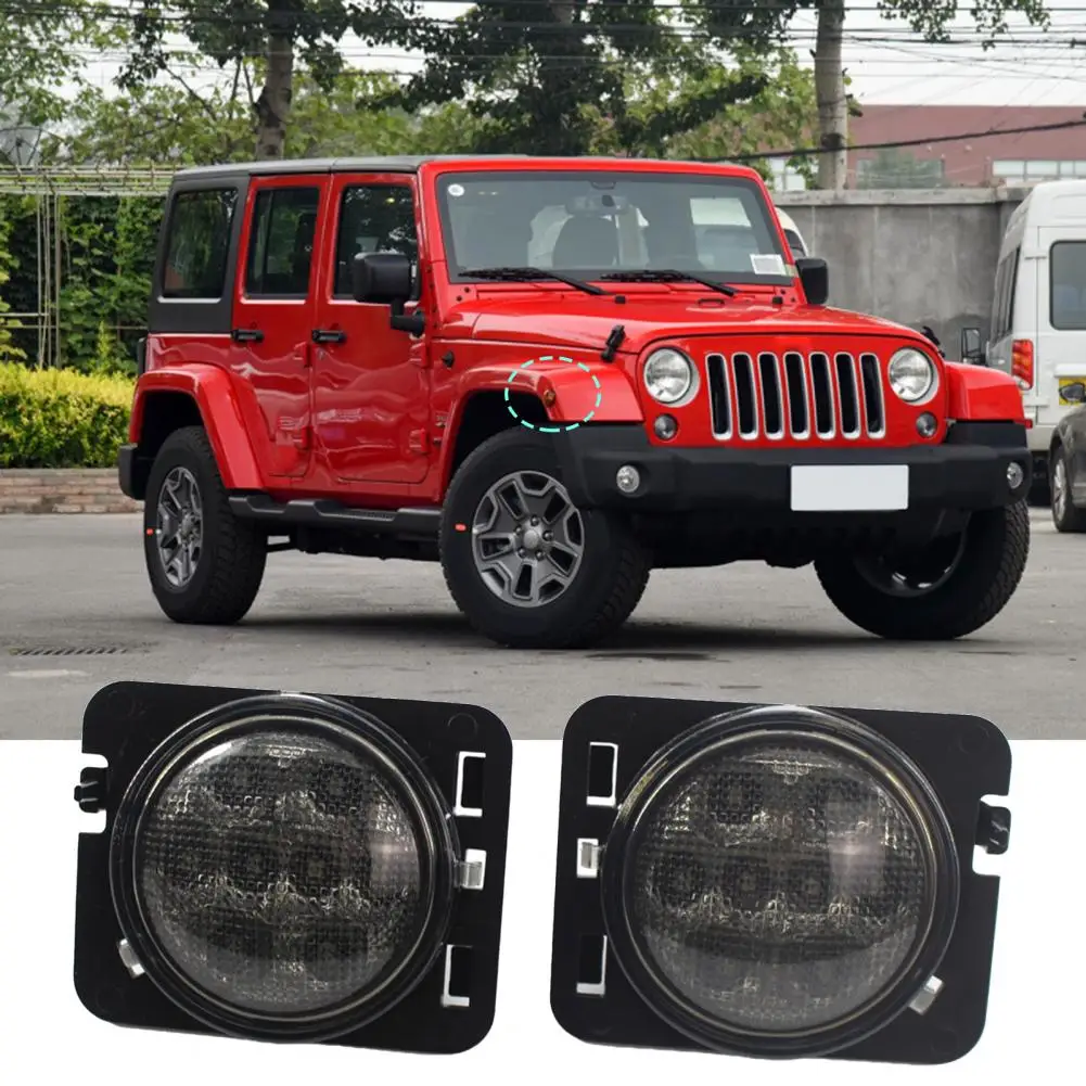 2Pcs Side Mirror Light Super Bright ABS Side Repeater Turn Signal Indicator 55077894AD 55077895AD for Jeep Wrangler 07-17