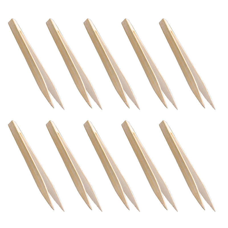 10pcs Pointy Tip Bamboo Straight Tweezer Tea Tong Handy Tool Tea Tweezer Bacon Tea Clip Tongs Kitchen Salad Food Toast