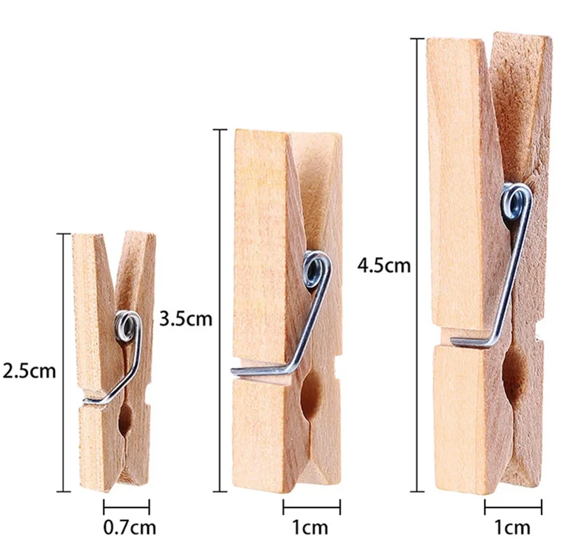 25/35/45 MM Small Size Natural Wooden Clips Clothes Photo Clips Paper Clothespin Craft Decor Clip Photo Clips Pegs