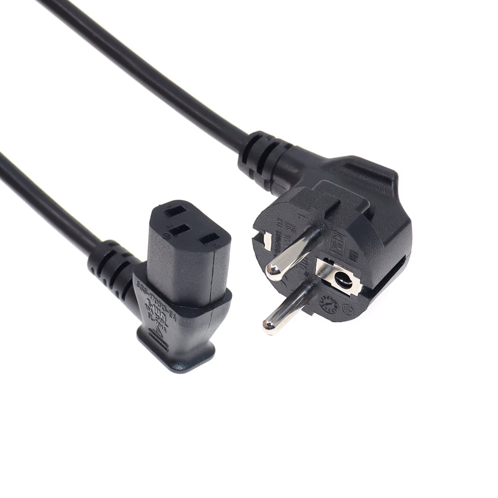 Angle C13 to European CEE7/7 Power Cords, 10A/16A, 250V, H05VV-F 0.75mm Cable ,Short Schuko to IEC C13 Power cord,1ft/30cm