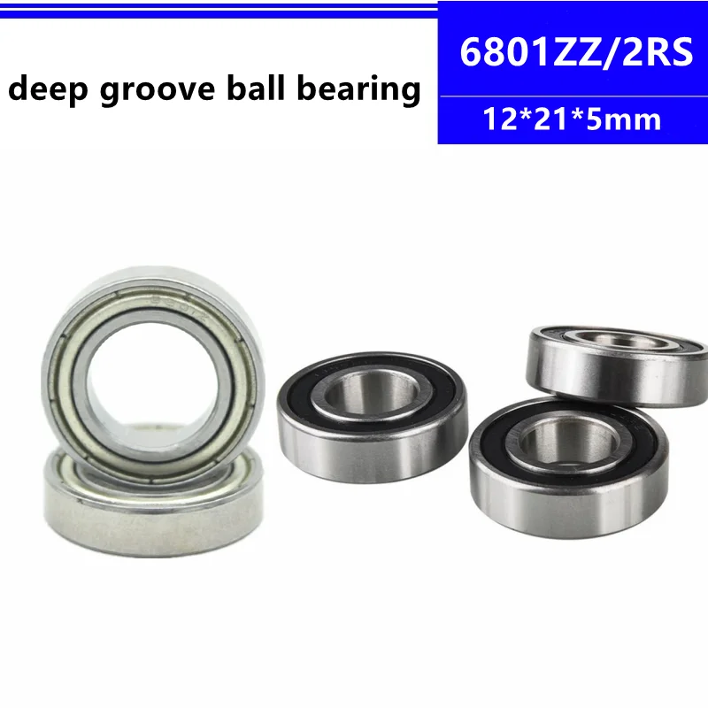 

50pcs/100pcs 6801ZZ 6801-2RS 6801Z 6801-2Z 6801RS 6801 L-2112ZZ 12*21*5mm thin wall deep groove ball bearing 12x21x5 mm