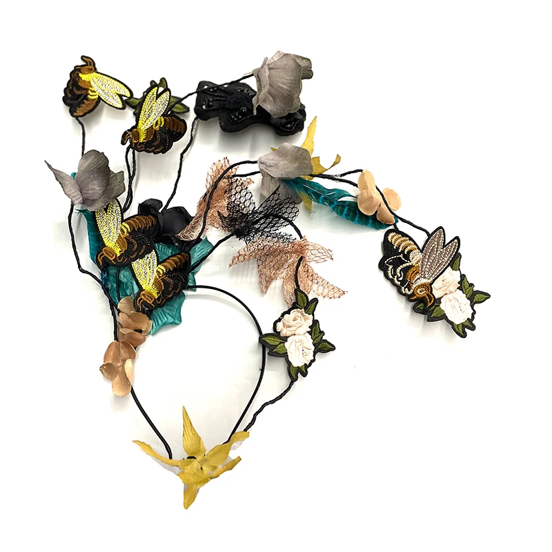 Lolita Headpiece Vintage Hairband Fashion Show Masquerade Ball Cosplay Woman Handmade Embroidery Christmas Headdress