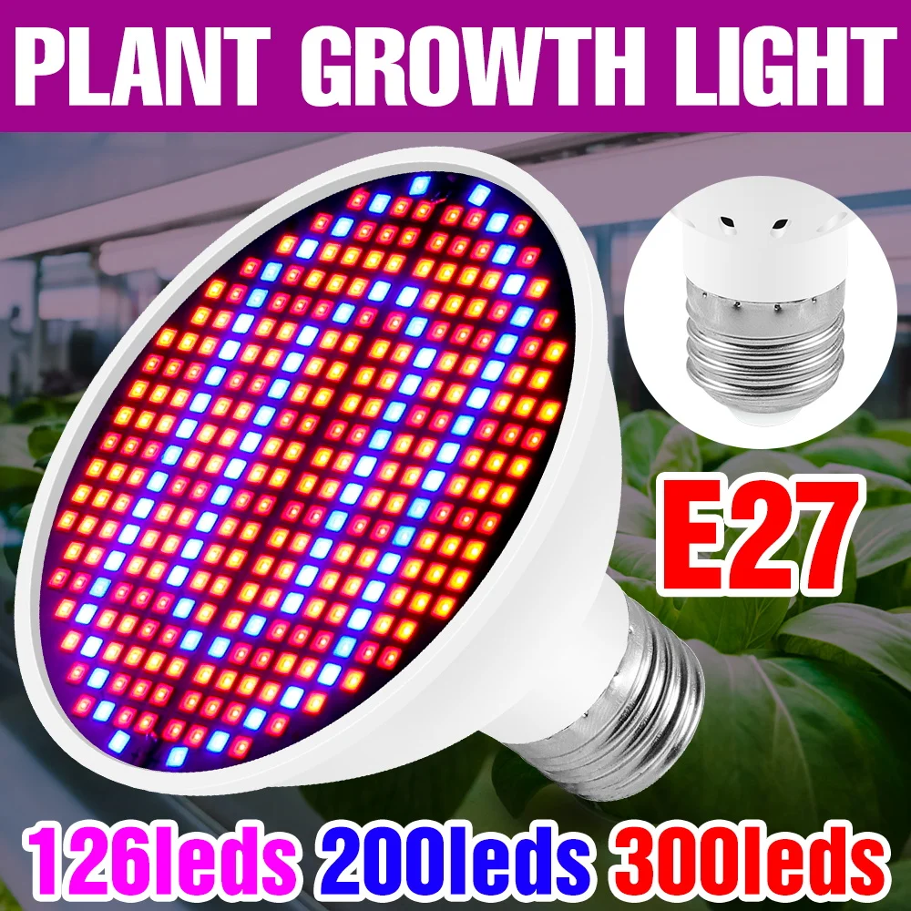 WENNI E27 LED Plant Growing Lamp E14 LED Grow Light Full Spectrum Bulb GU10 48 60 80 126 200leds Greenhouse MR16 Phyto Lamp B22