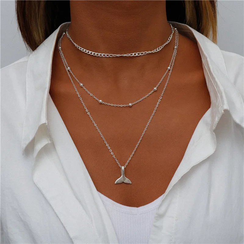 Vintage Mehrschichtige Mond-Münzen-Hamsa-Hand-Kettenhalsketten für Frauen, Boho Elefanten-Herzen-Anhänger Halsketten Schmuck – Detail 19