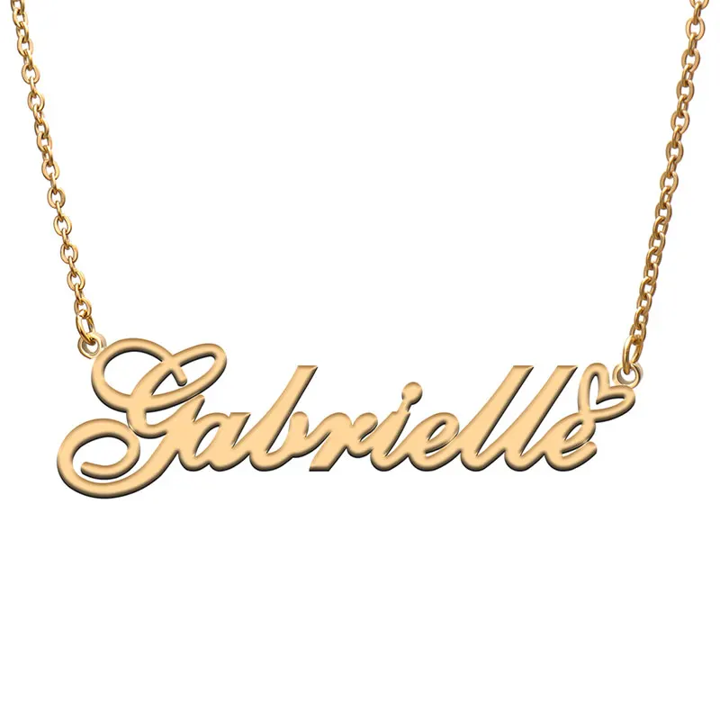 

Gabrielle with Heart Name Necklace for Women Stainless Steel Jewelry Nameplate Pendant Femme Mother Child Girls Gift