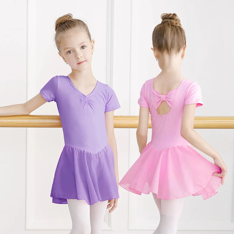 Children Ballet Dress Dance Leotards for Girls Transparent Chiffon Dance Skirts Kids Ballet Clothes Training Dance Bodysuits