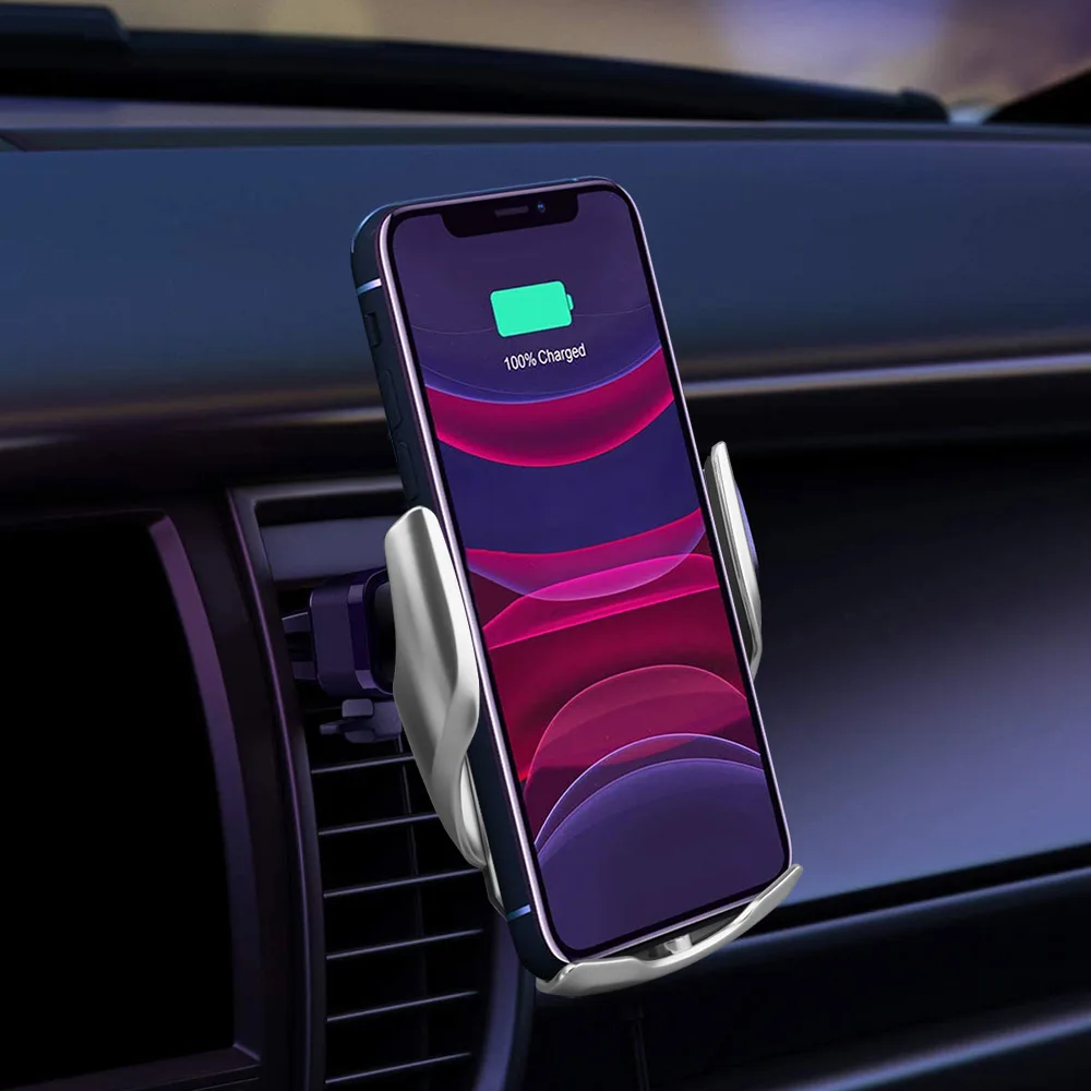 Ô Tô Không Dây Sạc 15W Sạc Nhanh Tự Động-Kẹp Giá Đỡ Gắn Lỗ Thông Khí Giá Đỡ Điện Thoại Dành Cho iPhone 12 11 XS 8 Samsung S20 S21