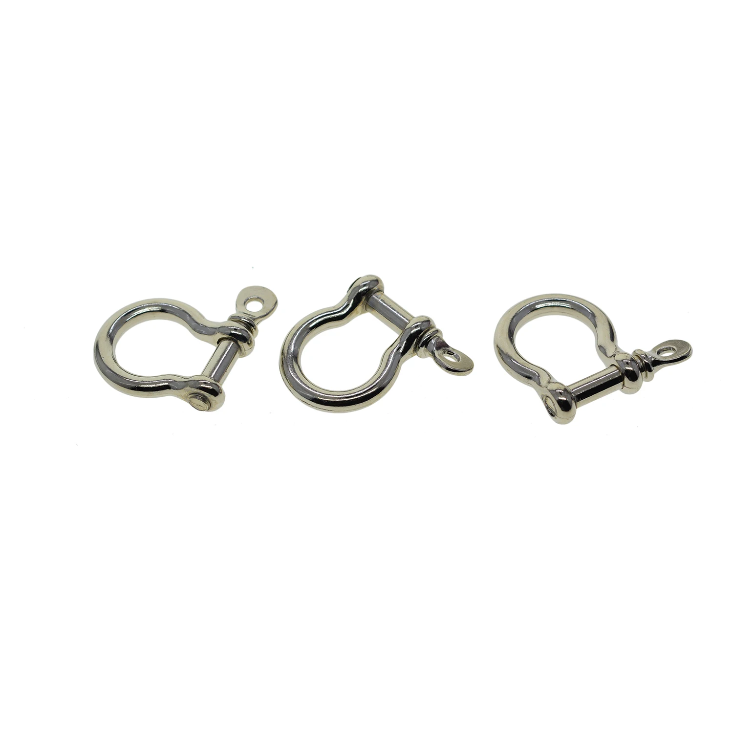 wholesale 50 Silver alloy screw pin lock U hook shackle leather bangle connector joint horse shoe keychain lanyard FOB EDC DIY