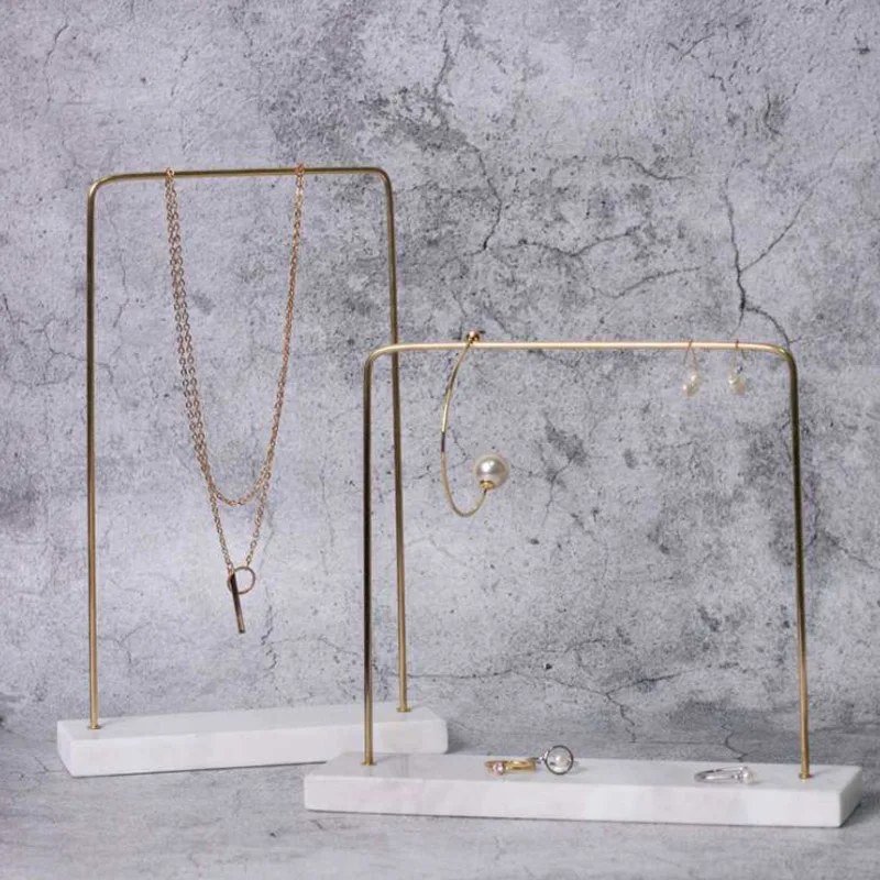 Stone Earrings Necklace Stand Household Display Surprise price Marble Brass Jewelry Display Stand Necklace Storage Display Props