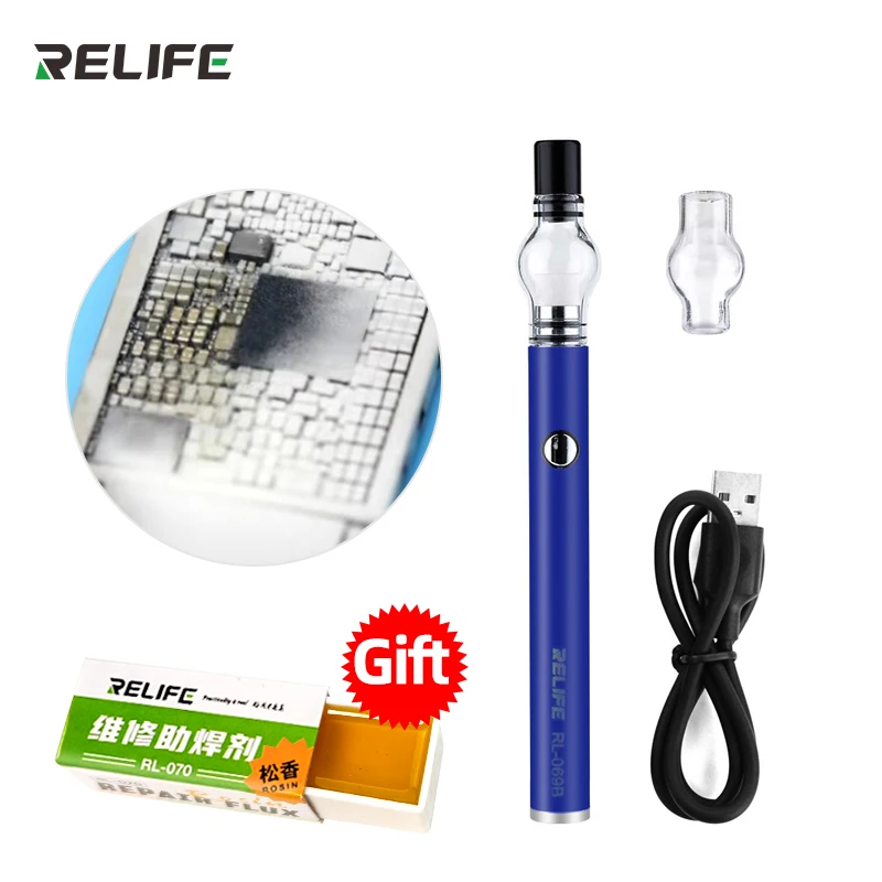 RELIFE RL-069B Rosin Atomizer Rosin Flux Pen Short Circuit Detection USB Charging For Mobile Phone Computer Motherboard Repair