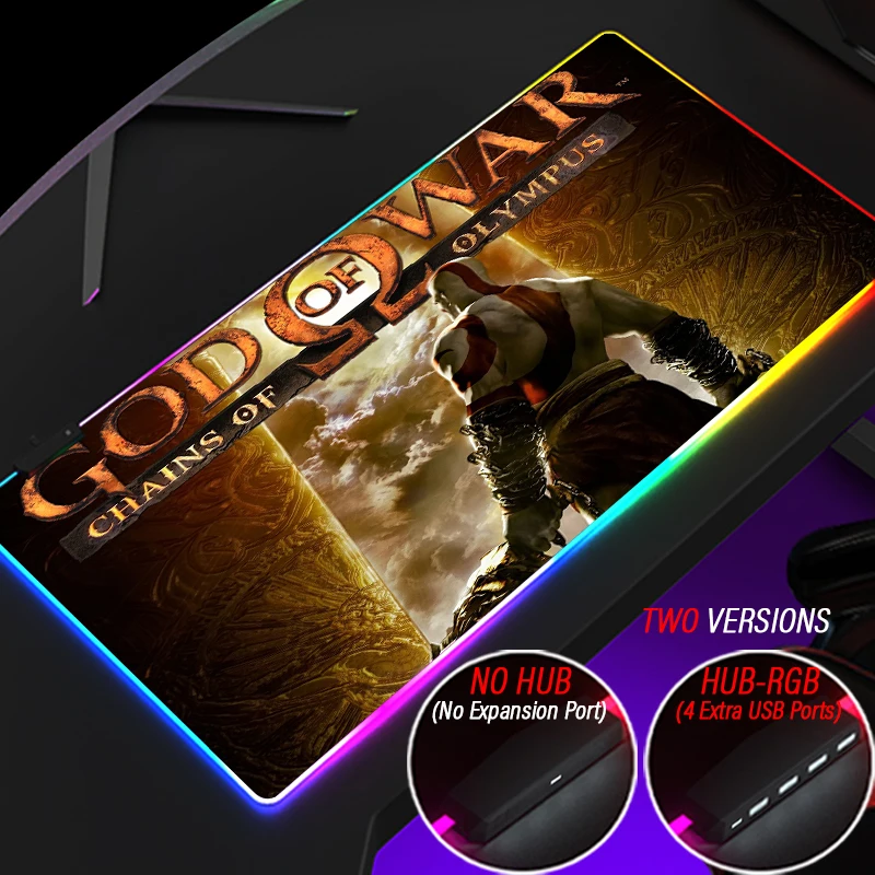 Imagem -05 - Deus da Guerra Rgb Xxl Gaming Mouse Pad Criativo Kratos Faça Você Mesmo Personalizado Mousepad Led Backlit hd Anime Esteira com Hub Porta Usb Acessórios