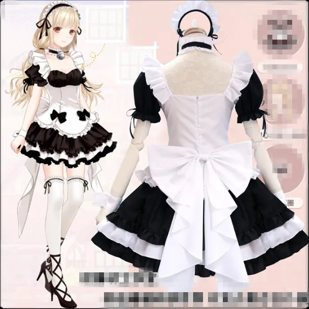 Schwarz Weiß Schokolade Maid Kostüme Französisch Bowknot Maid Rock Mädchen Frau Amin Cosplay Kostüm Kellnerin Party Kostüme
